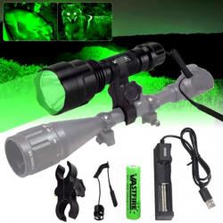 Lampe tactique de chasse avec montage vert rouge ou blanc rechargeable led chasse airsoft ect..