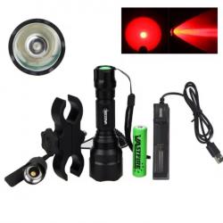 Lampe tactique de chasse avec montage vert rouge ou blanc rechargeable led chasse airsoft ect. B