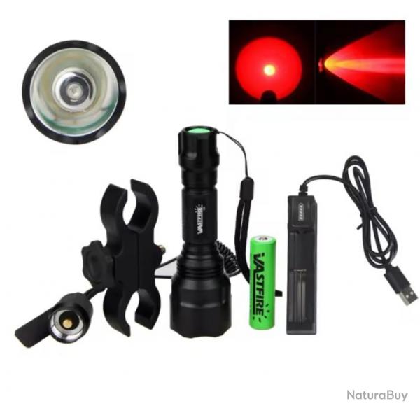 Lampe tactique de chasse avec montage vert rouge ou blanc rechargeable led chasse airsoft ect. B