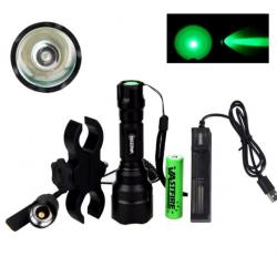 Lampe tactique de chasse avec montage vert rouge ou blanc rechargeable led chasse airsoft ect. D