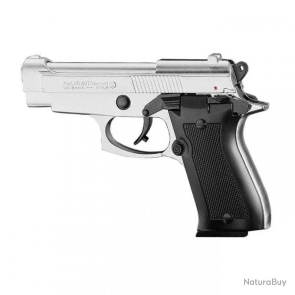 Wahoo BF24 ! Pistolet  blanc Chiappa 85 auto - Cal. 9 mm PAK - Nickel