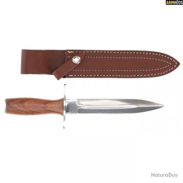 BF24 - DAGUE MANCHE NOYER LAME 190MM - ETUI CUIR