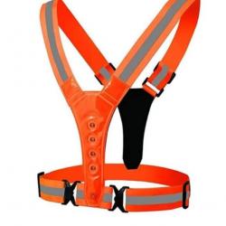 Gilet de Sécurité LED Réfléchissant - Équipement Haute Visibilité pour la sécurité nocturne Orange