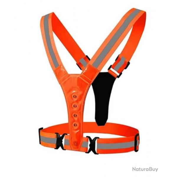 Gilet de Scurit LED Rflchissant - quipement Haute Visibilit pour la scurit nocturne Orange