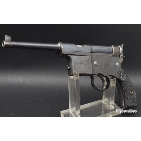 PISTOLET SEMI AUTOMATIQUE CHAROLA Y ANITUA MODELE 1897 CALIBRE 5MM CLEMENT - ESPAGNE XIX Trs bon  