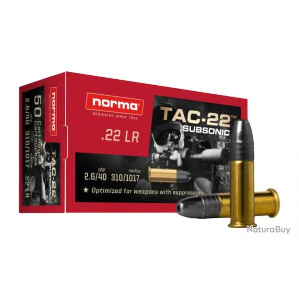 BF24 ! - Balles Norma 22LR Subsonic TAC-22 Hollow Point - Pack de 500 Munitions