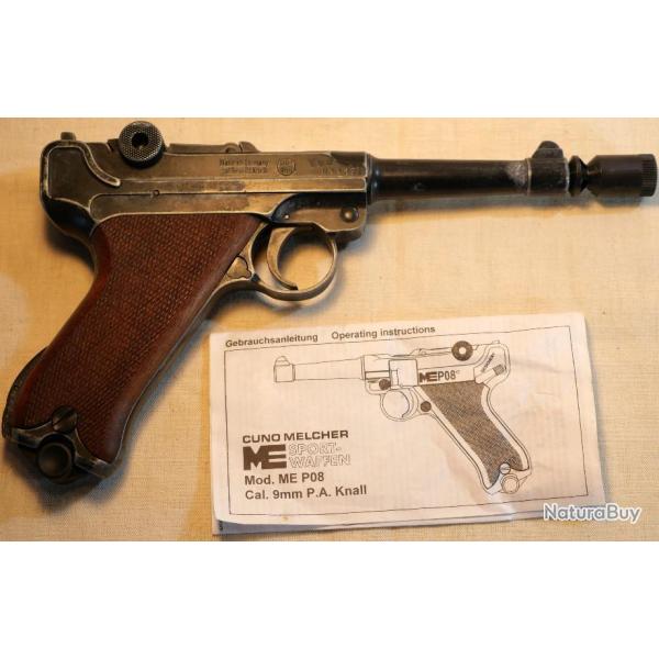 pistolet automatique P08 cal 9mm PA Knall patronen PTB866 EBR24LUG001