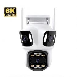 Caméra Surveillance PTZ 6K Trois Lentilles Full HD Extérieur Sans Fil 360° Détection Vision Nocturne