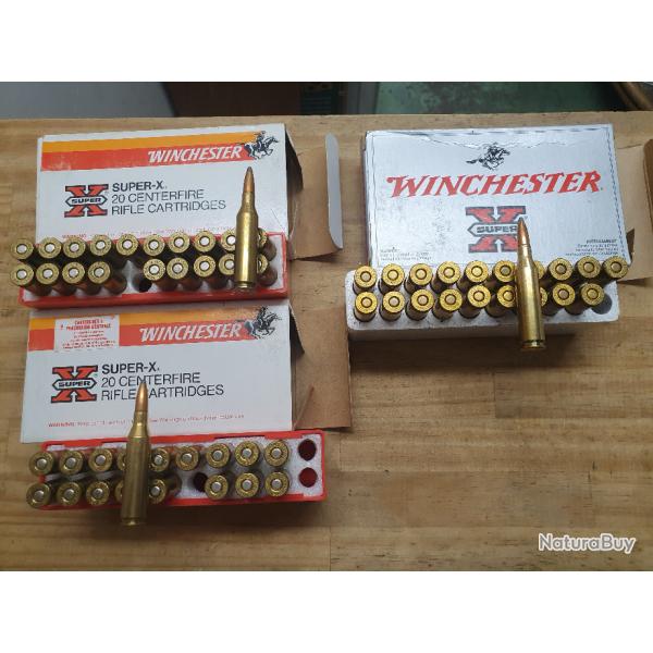 lot de 58 cartouches WINCHESTER calibre 243 WINCH  balle POWER POINT de 6,5 g /100 grs  110  FDP!