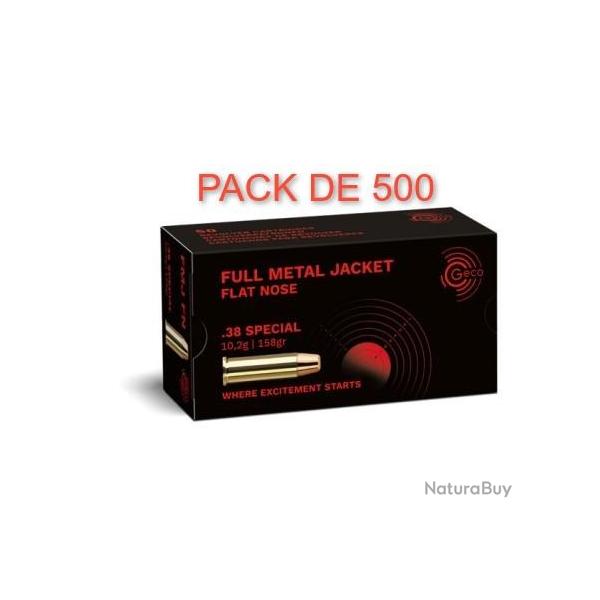 CARTOUCHES GECO 38 SPECIAL 158gr FMJ PACK DE 500