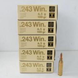 5 Boites de Balles GECO Calibre 243 Win Tmantel 100gr