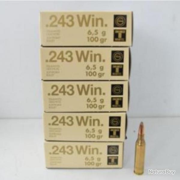 5 Boites de Balles GECO Calibre 243 Win Tmantel 100gr