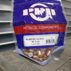 50 ogives profil RN en cal 45 ACP FMJ (200gr)