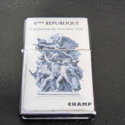 Briquet à essence Champ Veme republique constitution du 4octobre1958 style zippo charles de gaulle E