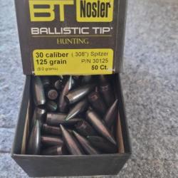 OGIVES NOSLER BT 100pièces CALIBRE 308  8gr 125 GRAINS MOLIKOTES  Réf: 30125