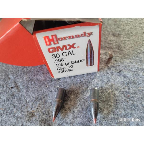 OGIVES HORNADY GMX ref 30190 50pices CALIBRE 308  8gr 125 GRAINS MOLIKOTES  Rf: 30190