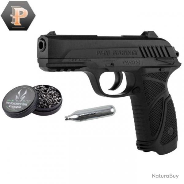 BF24 ! Pistolet Gamo PT-85 Blowback - 4,5 mm - CO2. Noir + plombs + capsules