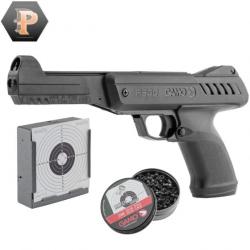 Pack Pistolet GAMO P-900 IGT GUNSET à air comprimé 2,55j. cal. 4,5 mm + plombs + porte cible + cible