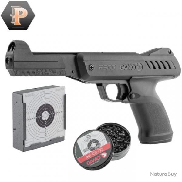 Pack Pistolet GAMO P-900 IGT GUNSET  air comprim 2,55j. cal. 4,5 mm + plombs + porte cible + cible