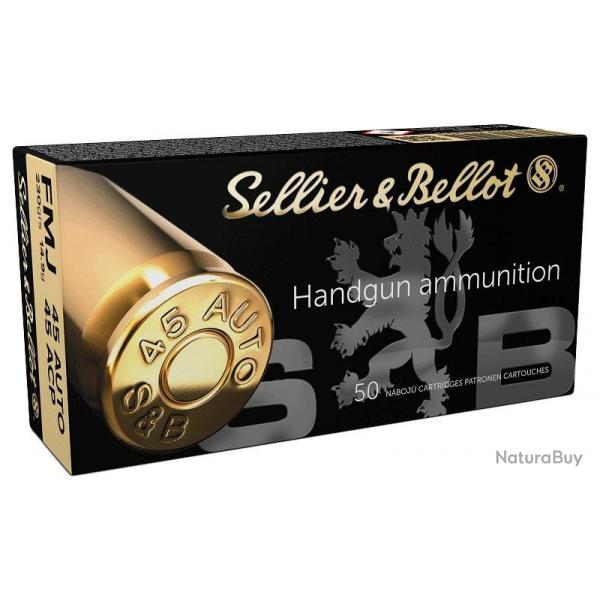 CARTOUCHES Sellier & Bellot 45 ACP 230GR FMJ 10 boites pour 500 munitions