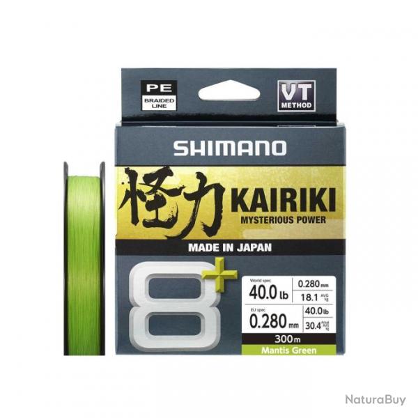 Tresse Shimano Kairiki 8 Plus 300m Mantis Green 300m 0,28mm Mantis Green 30,4kg