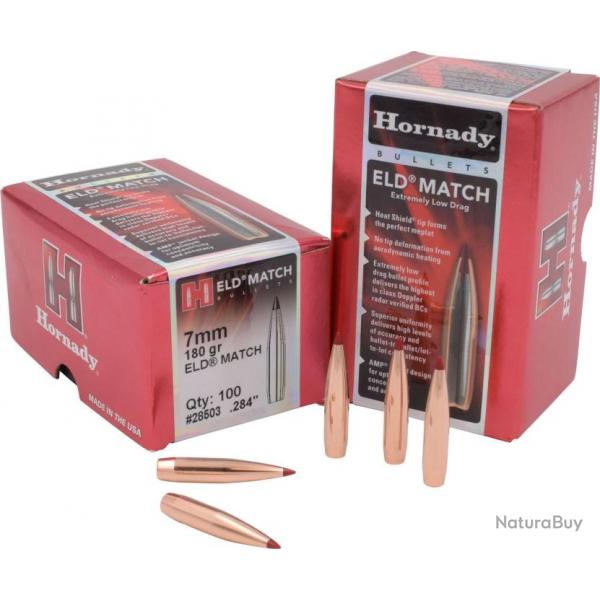 HORNADY 7mm (.284) 180 gr ELD Match - 28503 - Bote de 100 units