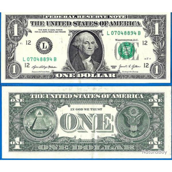 Usa 1 Dollar 2021 Mint San Francisco L12 Billet Dollar Washington Etats Unis US