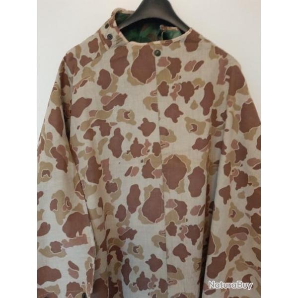 Poncho militaire camoufl amricain de la Seconde Guerre Mondiale authentique.