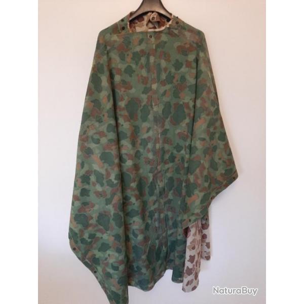 Poncho militaire camoufl amricain de la Seconde Guerre Mondiale authentique.