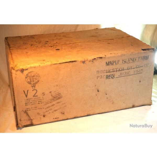 Authentique carton rations US v2s Maple Island Farm juin 1943 FAL24CAR001 Provenance Normandie