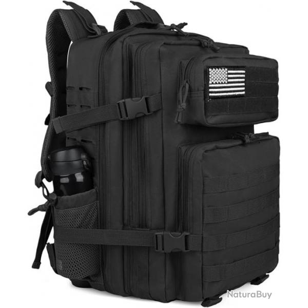 Sac  Dos Tactique Style Militaire 45L Molle Grande Capacit Chasse Pche Randonne Escalade Noir