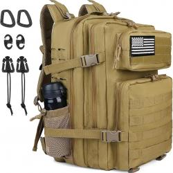 Sac à Dos Tactique Style Militaire 45L Molle Grande Capacité Chasse Pêche Randonnée Escalade Kaki