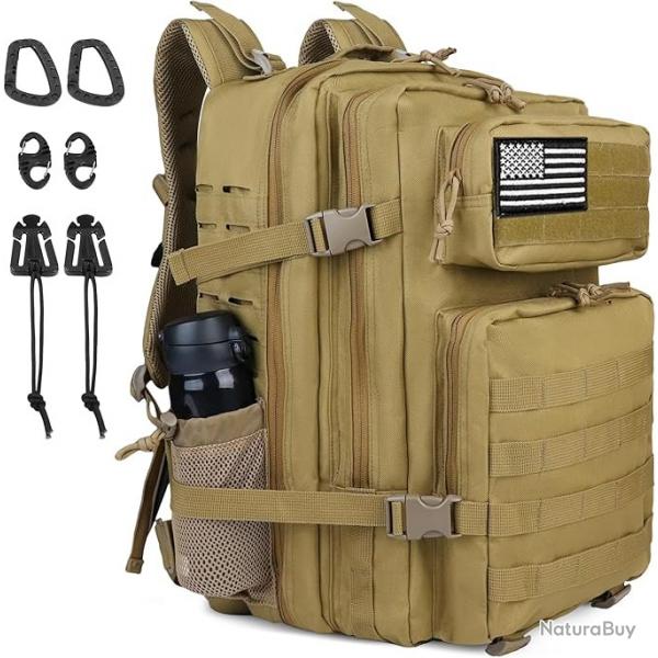 Sac  Dos Tactique Style Militaire 45L Molle Grande Capacit Chasse Pche Escalade Randonne Kaki