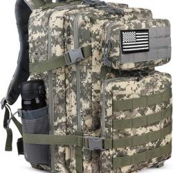 Sac à Dos Tactique Style Militaire 45L Grande Capacité Chasse Pêche Randonnée Escalade Camouflage