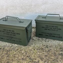 Lot de 2 caisses à munitions vides en métal