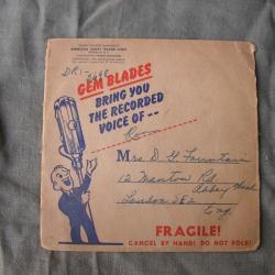 WW2 US DISQUE VINYLE MILITAIRE AMÉRICAIN MUSIQUE/MESSAGE " GEM " DESTINATION PERSONNALISÉE RARE