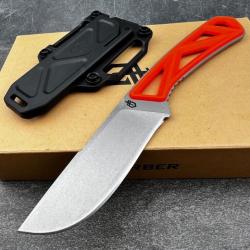 Couteau Chasse Survie Gerber Exo-Mod Drop Point Orange Lame Acier 7Cr17MoV Etui Polymer Rigide 3915