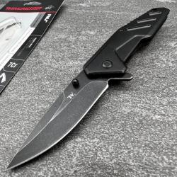 Couteau Tactical Military Winchester FMJ Black Lame Acier 7Cr17MoV Manche Black Alu Linerlock Clip