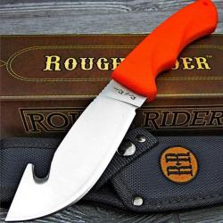 Couteau de Chasse à dépecer Guthook Lame Acier Inox Manche Abs Orange Etui Nylon