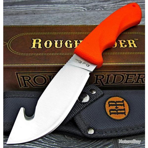 Couteau de Chasse  dpecer Guthook Lame Acier Inox Manche Abs Orange Etui Nylon