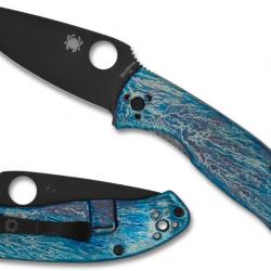 Couteau Spyderco Tenacious Blue Titanium Lame Acier D2 Black Framelock Clip SC122TIBLBKD2P