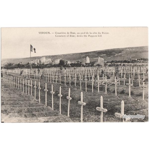 CPA MILITARIA  -  VERDUN  - CIMETIRE DE BRAS, AU PIED DE LA CTE DU POIVRE