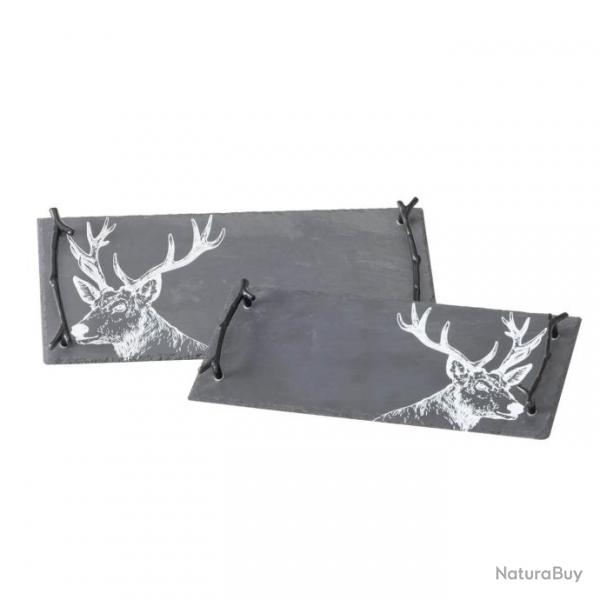 Set de 2 plateaux en ardoise cerf LOVERGREEN