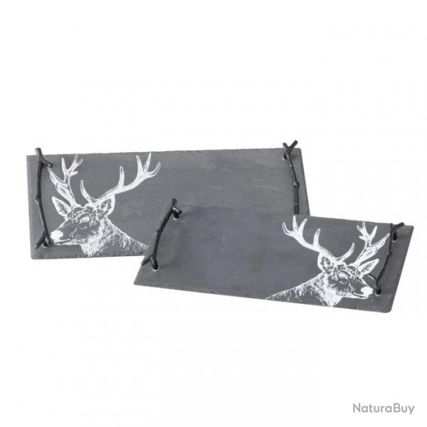 Set de 2 plateaux en ardoise cerf LOVERGREEN