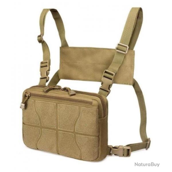 Sacoche tactique de poitrine Molle/Velcro - LIVRAISON GRATUITE - Sable