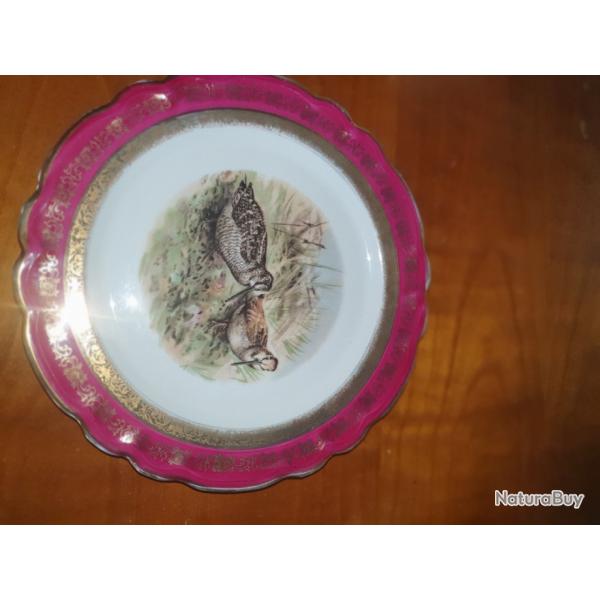 Assiette dco bcasses porcelaine limoges