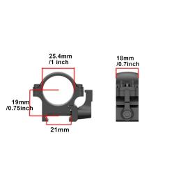 Collier de montage acier à dégagement rapide sur rail 20mm - Montage bas 25,4mm