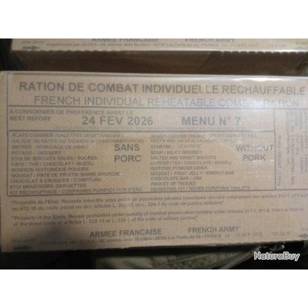 Militaria Franais Ration de Combat Individuel Rechauffable (RCIR) Menu 7