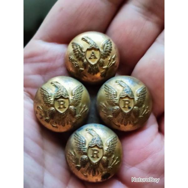 4 boutons guerre scession US militaire militaria 1861 usa Amrique