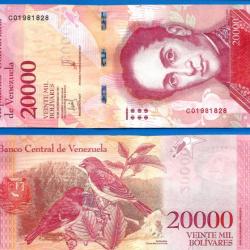 Venezuela 20000 Bolivares 2017 Billet Bolivar Oiseau